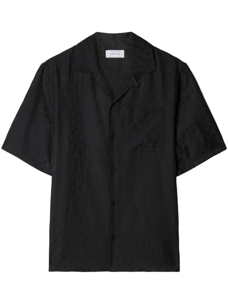  Off-white Logo-jacquard Camp-collar Shirt - Black 