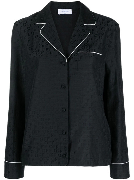  Off-white Logo-jacquard Satin Pyjama Shirt - Black 