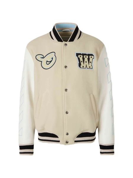  Off-white Logo-patch Bomber Jacket - Neutrals 