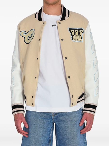  Off-white Logo-patch Bomber Jacket - Neutrals 