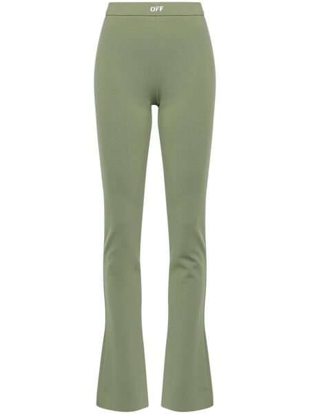  Off-white Logo-print Bootcut Leggings - Green 