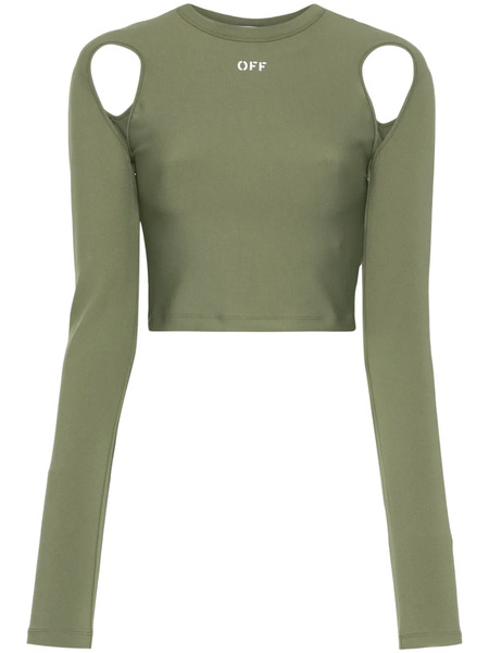  Off-white Logo-print Cropped Top - Green 