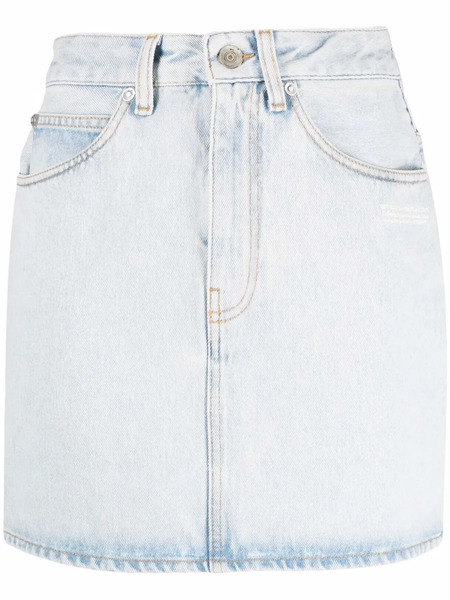  Off-white Logo-print Denim Skirt - Blue 