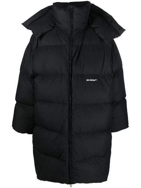  Off-white Logo-print Puffer Coat - Black 