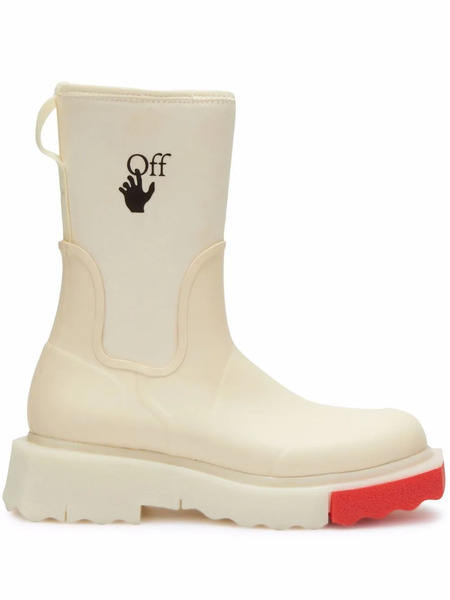  Off-white Logo-print Rain Boots - Neutrals 