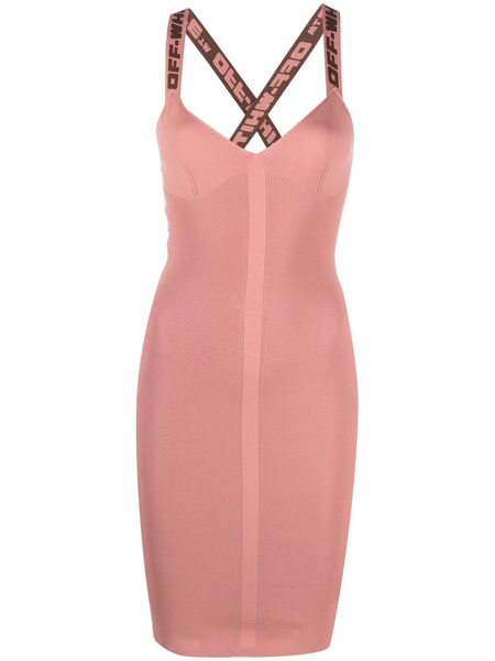  Off-white Logo-strap Mini Dress - Pink 