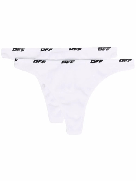  Off-white Logo-tape Detail Thongs (set Of Two) 