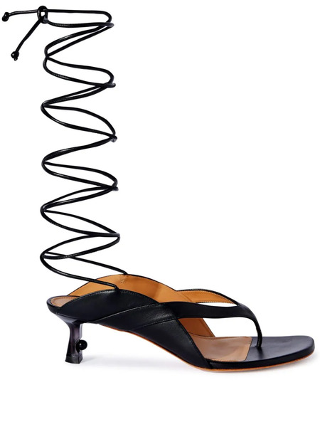  Off-white Lollipop Lace-up Leather Sandals - Black 