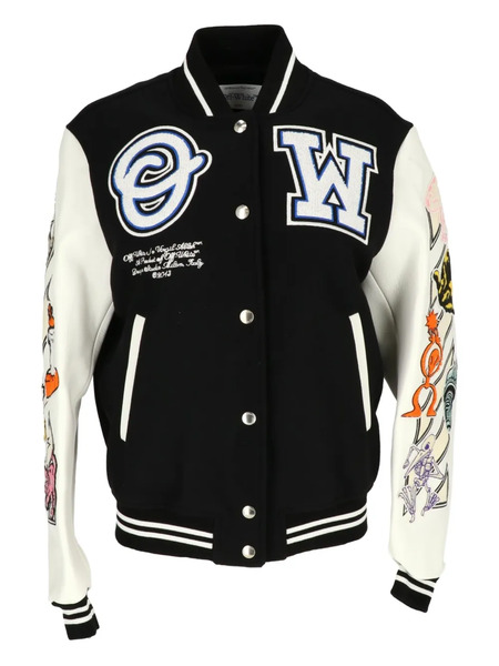 Off-white Long-sleeve Bomber Jacket - Black 