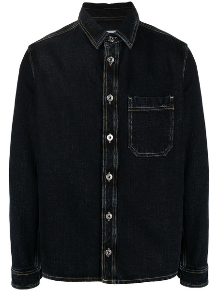  Off-white Long-sleeve Denim Shirt - Blue 