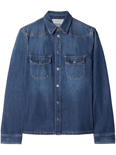  Off-white Long-sleeve Denim Shirt - Blue 