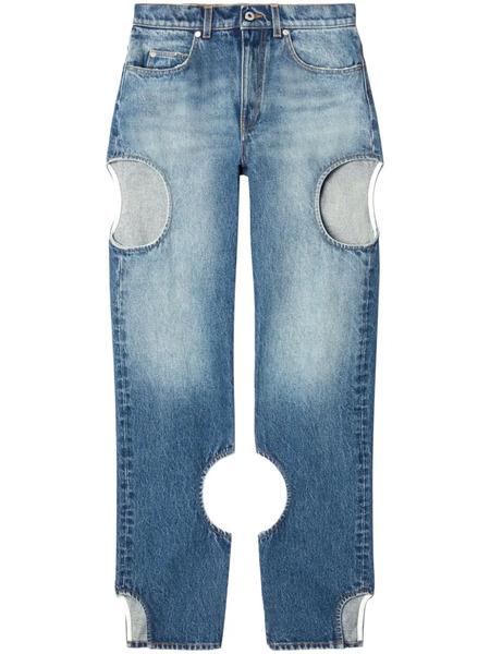  Off-white Meteor Cut-out Straight-leg Jeans - Blue 