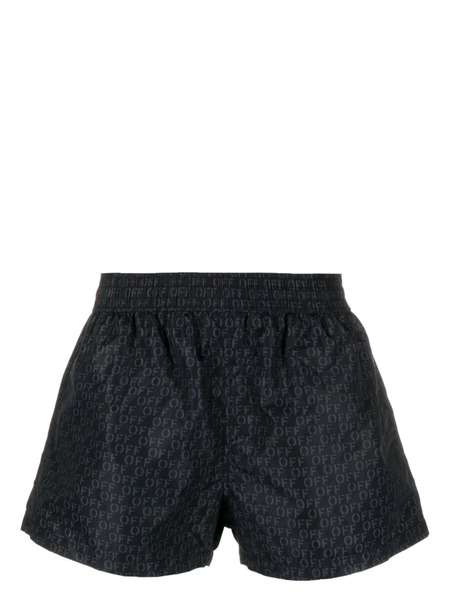  Off-white Monogram-print Swim Shorts - Black 