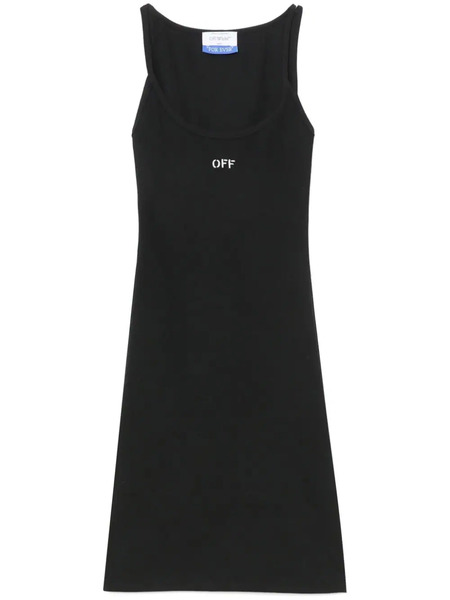  Off-white Off-embroidered Ribbed Minidress - Black 