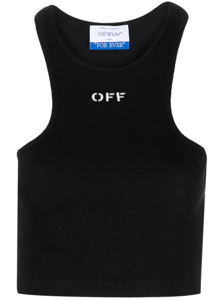  Off-white Off-stamp Ribbed Crop Top - Black 