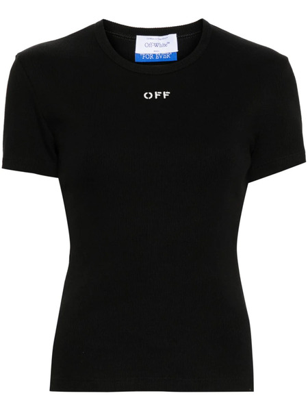  Off-white Off Stamp Ribbed-knit Top - Black 