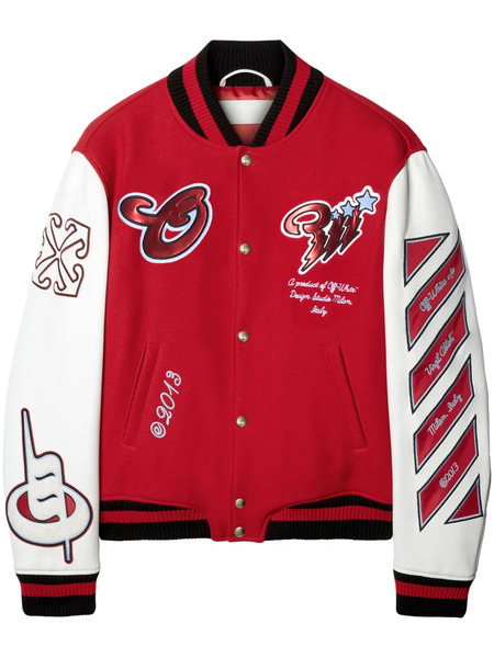  Off-white Patchwork Bomber Jacket - Red 