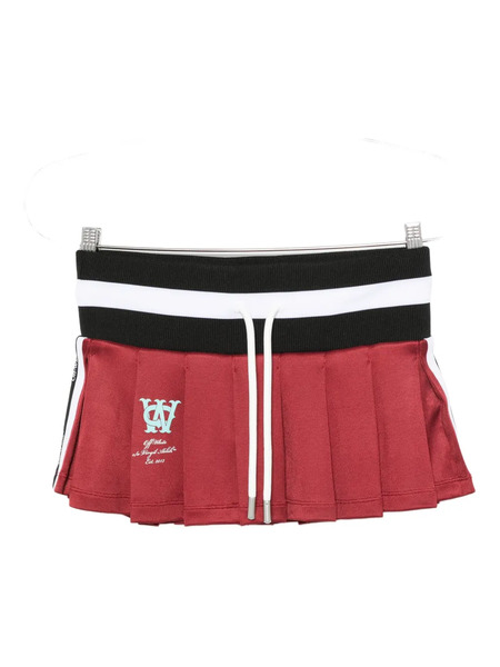  Off-white Pleated Drawstring Skirt - Red 
