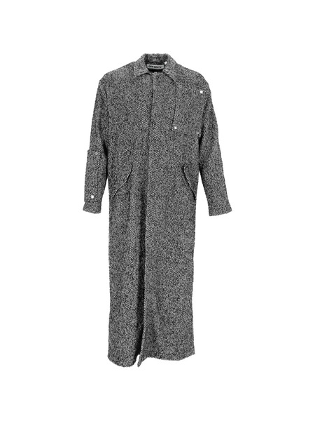  Off-white Pre-owned Herringbone-pattern Coat - Grey 