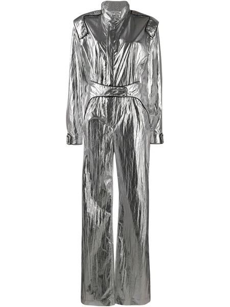  Off-white Racing Metallic Effect Jumpsuit - Silver 