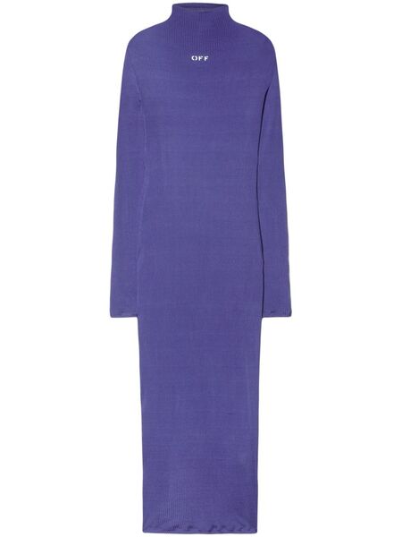  Off-white Ribbed Long Dress - Purple 