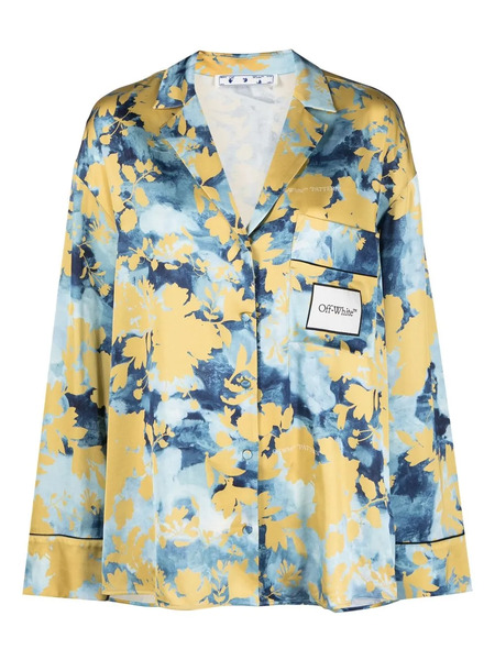  Off-white Rmd Flower-print V-neck Shirt - Blue 