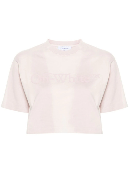  Off-white Rubberised-logo Cropped T-shirt - Pink 
