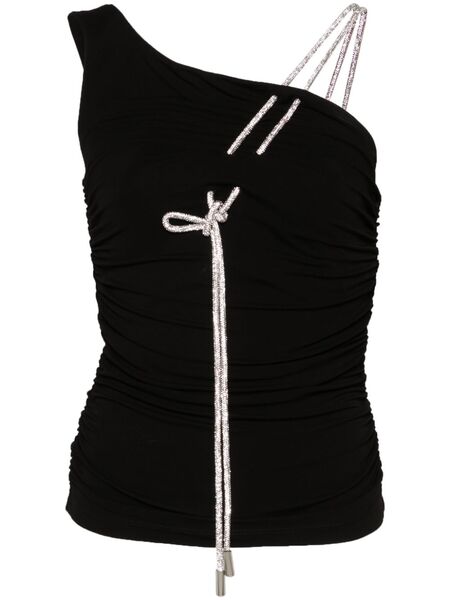  Off-white Ruched Crepe Top - Black 