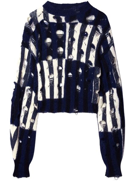  Off-white Shibori Distressed Knitted Jumper - Blue 