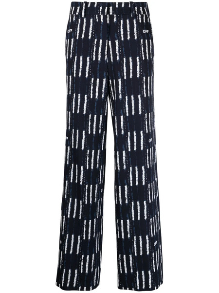  Off-white Shibori Graphic-print Wide-leg Trousers - Blue 