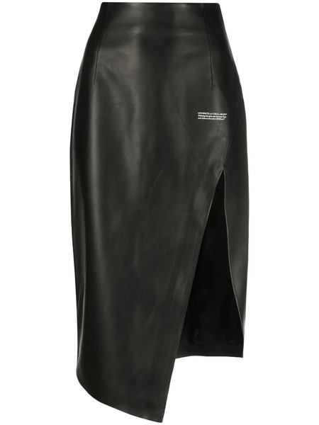  Off-white Side-slit Leather Skirt - Black 