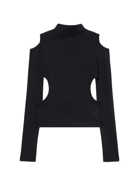  Off-white Sleek Meteor Cut-out Long-sleeved Sweater - Black 