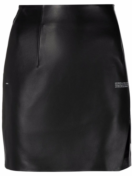  Off-white Slit-detail High-waisted Leather Skirt - Black 