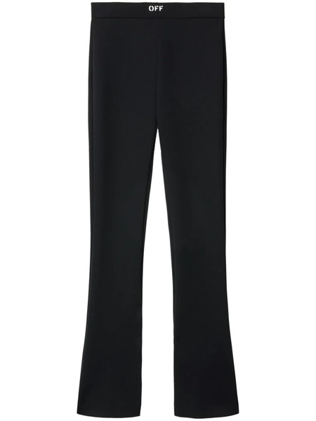  Off-white Split-hem Flared Leggings - Black 