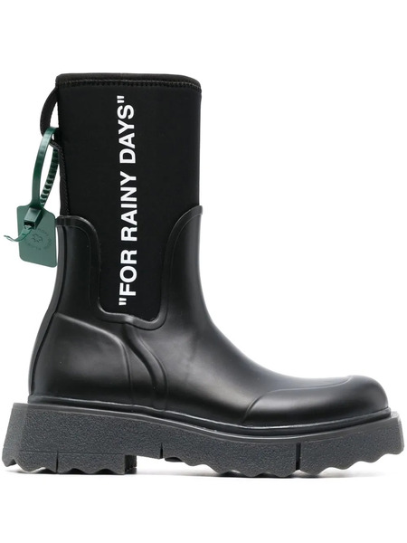  Off-white Sponge Rubber Rain Boots - Black 