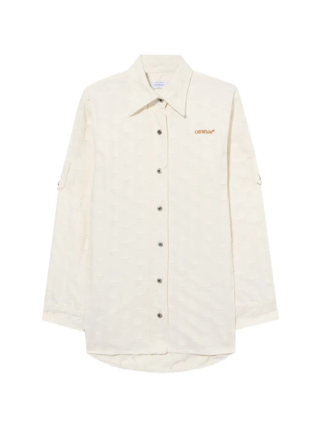  Off-white Star-jacquard Shirt Jacket - Neutrals 
