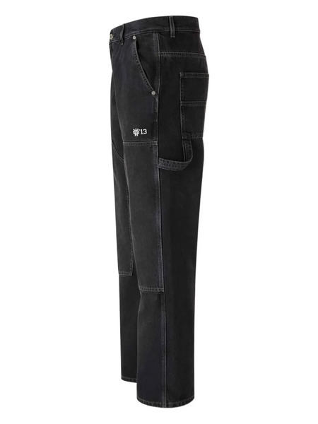  Off-white Stitching Flared Jeans - Black 