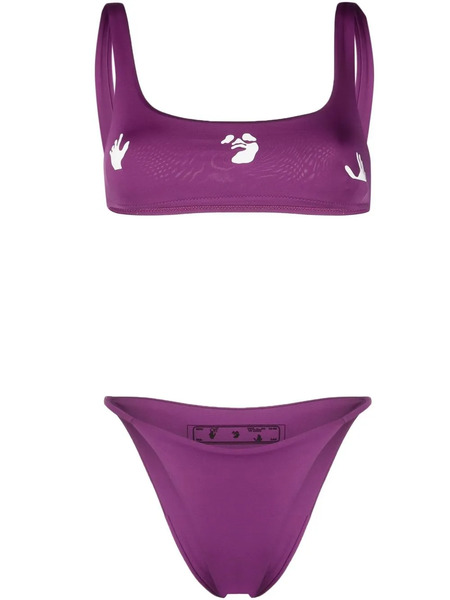  Off-white Swimming Man Bikini Set - Purple 