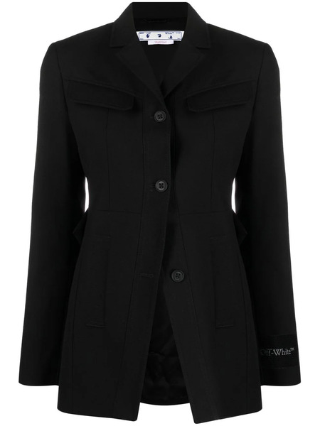  Off-white Toybox Dry Wo Single-breasted Wool Blazer - Black 