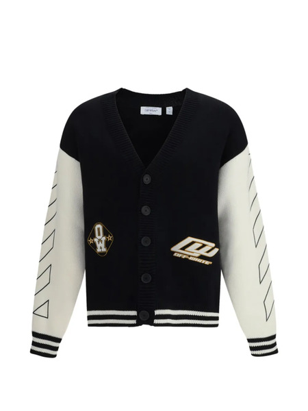  Off-white Varsity Embroidered Cardigan - Black 
