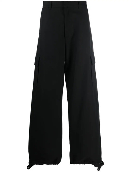  Off-white Wide-leg Wool-blend Trousers - Black 