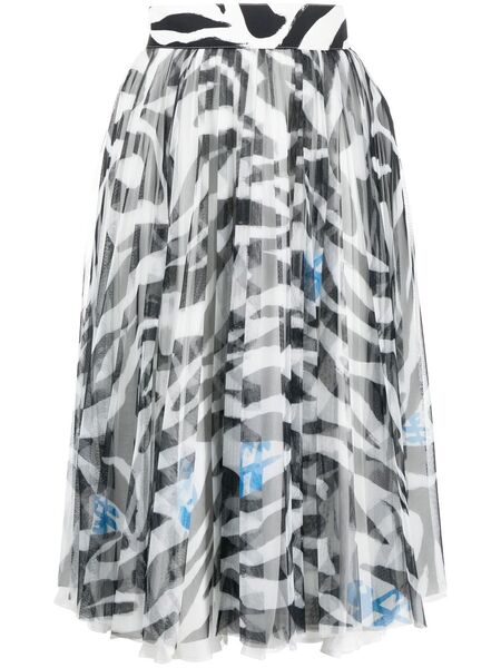  Off-white Zebra-print Midi Skirt - Black 