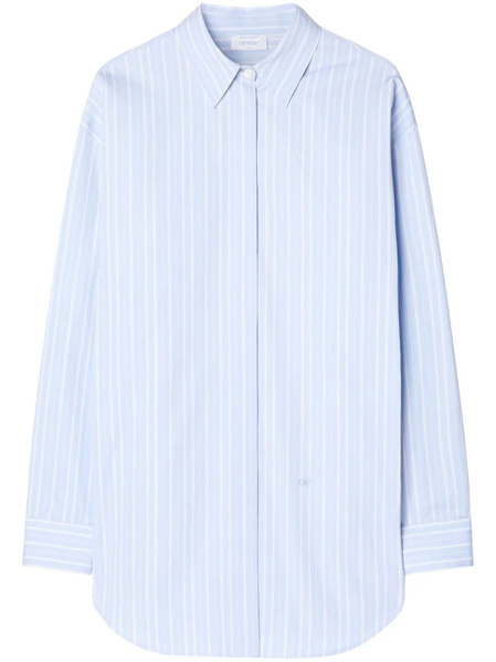  Off-white Zip-detail Pinstriped Poplin Shirt - Blue 