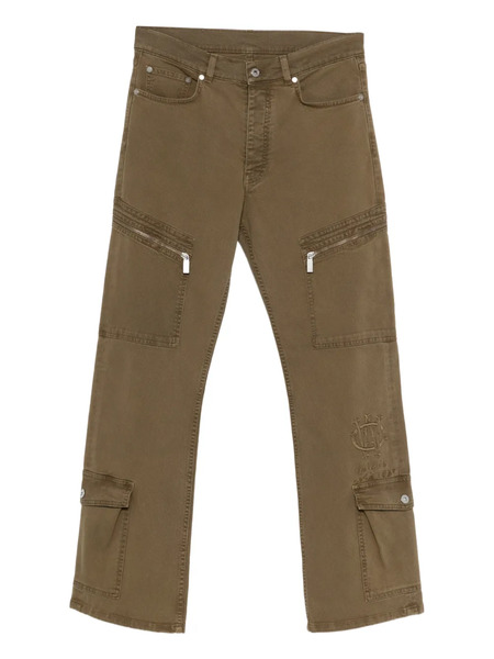  Off-white Zip-pocket Embroidery Trousers - Green 