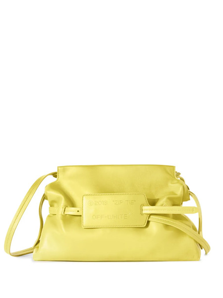  Off-white Zip Tie Leather Clutch Bag - Green 