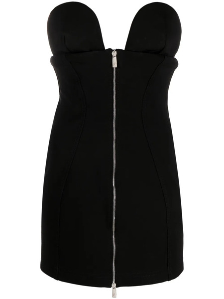  Off-white Zipped Strapless Minidress - Black 