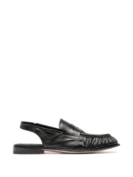  Officine Creative Solitude 102 Ruched Leather Loafers - Black 