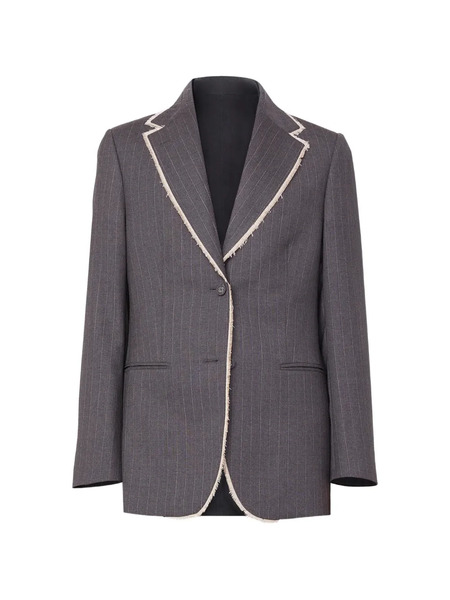  Officine Generale Pinstripe Frayed Blazer - Grey 