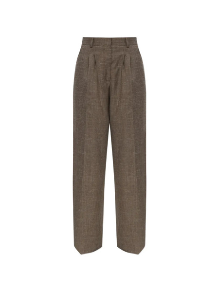  Officine Generale Pleated Wide-leg Trousers - Brown 