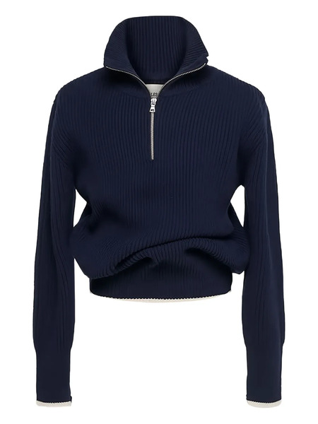  O.files Zip-up Funnel-neck Sweater - Blue 